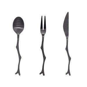 3pc Fork Knife and Spoon Branch Set